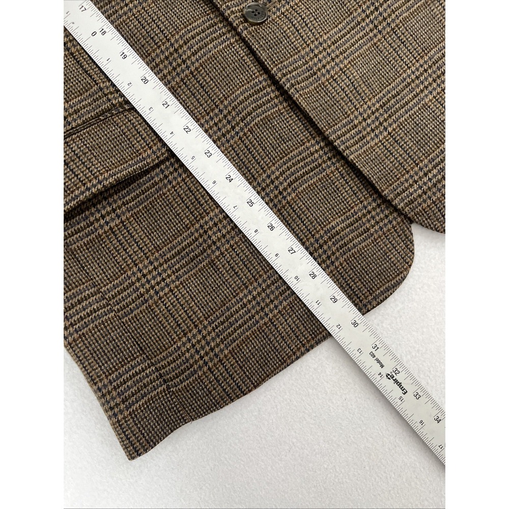Tommy Hilfiger Plaid Check Wool Blazer Sport Coat Men 44S Elbow Patch Half Lined - Picture 5 of 7